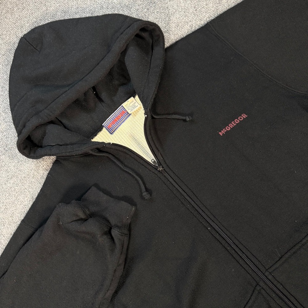 McGregor Mens Black Full Zip Thermal Waffle Lined Hoodie Sweatshirt Size M #4724